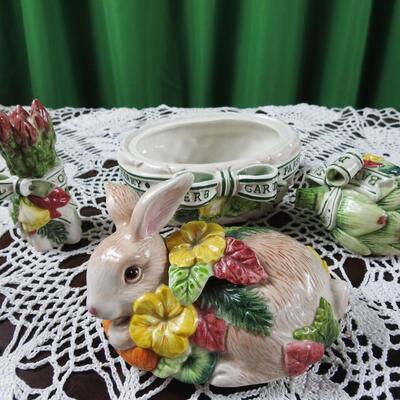 Fitz n Floyd Oval Bunny Dish