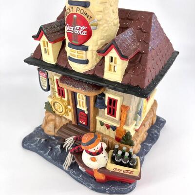 COCA-COLA ~ Ceramic Christmas Village Coca-Cola Light House & Eckerds *See Details