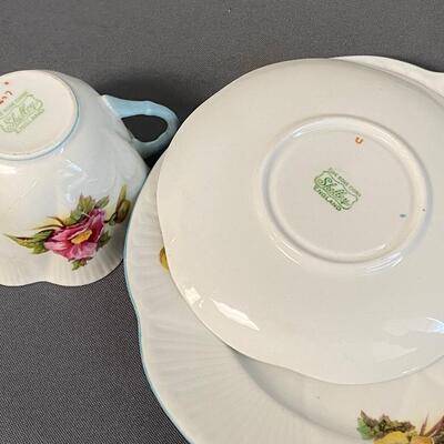 Set of 4 Cups, Saucers & Plates, Old Royal Bone China, Grosvenor China, & Shelley China,