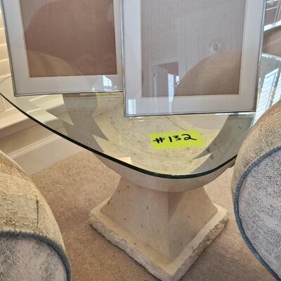 Glass and stone end table