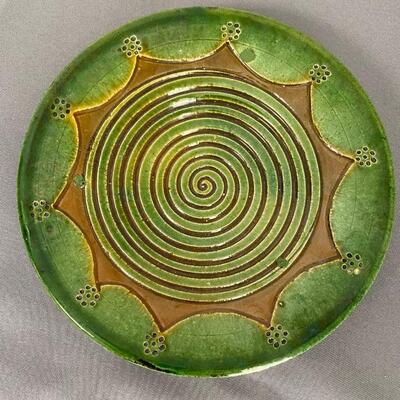 Studio Pottery Green Decorative Plate