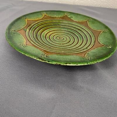 Studio Pottery Green Decorative Plate