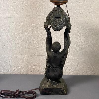 Art Deco Joan of Arc Metal Table Lamp, replicated after La Belle