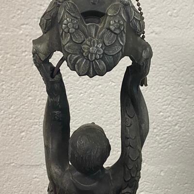 Art Deco Joan of Arc Metal Table Lamp, replicated after La Belle