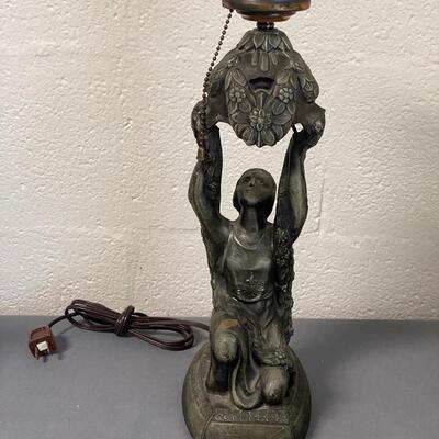 Art Deco Joan of Arc Metal Table Lamp, replicated after La Belle