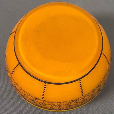 Orange and Black Glass Powder Puff Cosmetic Bowl with Lid