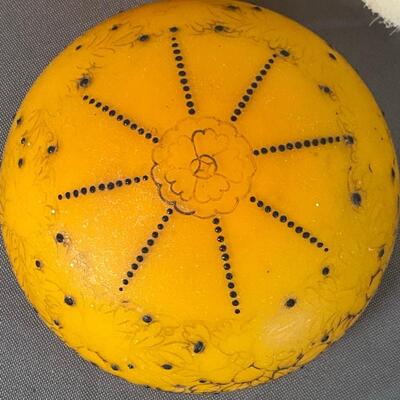 Orange and Black Glass Powder Puff Cosmetic Bowl with Lid