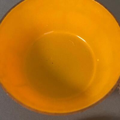 Orange and Black Glass Powder Puff Cosmetic Bowl with Lid