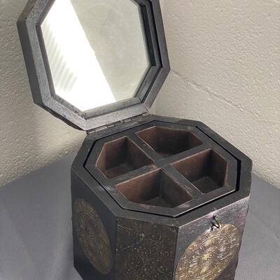 Wood Jewelry Box with Brass