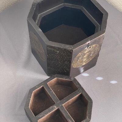 Wood Jewelry Box with Brass