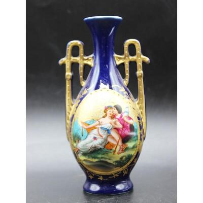 Antique Vintage Porcelain Bud Vase Romantic Couple Scene