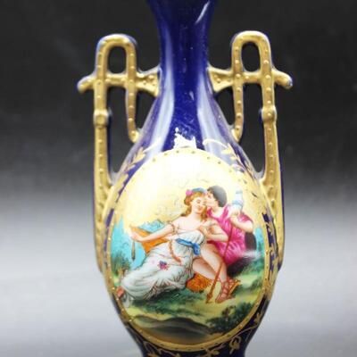 Antique Vintage Porcelain Bud Vase Romantic Couple Scene