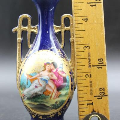 Antique Vintage Porcelain Bud Vase Romantic Couple Scene