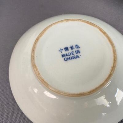 Chinese Cobalt Blue Koi Decorated Bowls