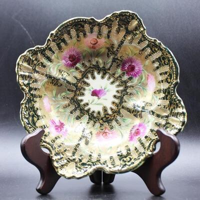 Antique Asian Oriental Floral Chrysanthemum Moriage Bowl