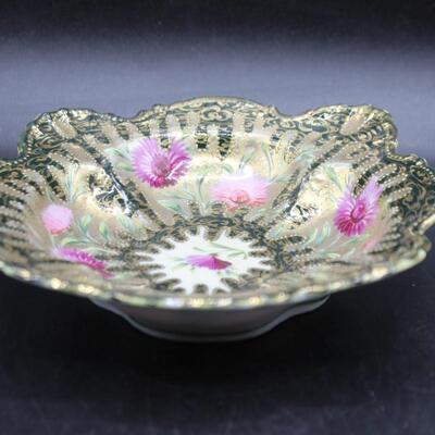 Antique Asian Oriental Floral Chrysanthemum Moriage Bowl