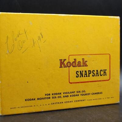 Vintage Kodak Snapsack Six-20 Field Case Leather Camera Case with Original Box