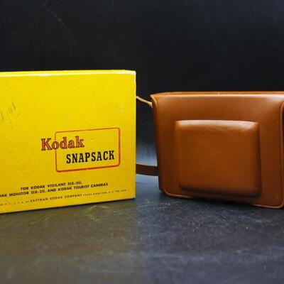 Vintage Kodak Snapsack Six-20 Field Case Leather Camera Case with Original Box