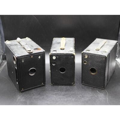 Antique Lot of Kodak Premo & No.2A Brownie Box Cameras