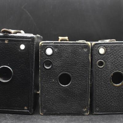 Antique Lot of Kodak Premo & No.2A Brownie Box Cameras