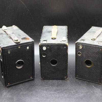 Antique Lot of Kodak Premo & No.2A Brownie Box Cameras