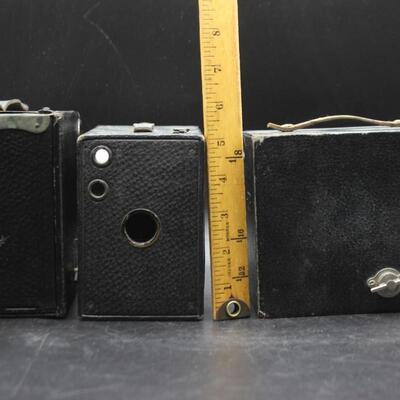 Antique Lot of Kodak Premo & No.2A Brownie Box Cameras
