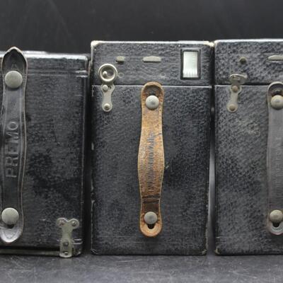 Antique Lot of Kodak Premo & No.2A Brownie Box Cameras