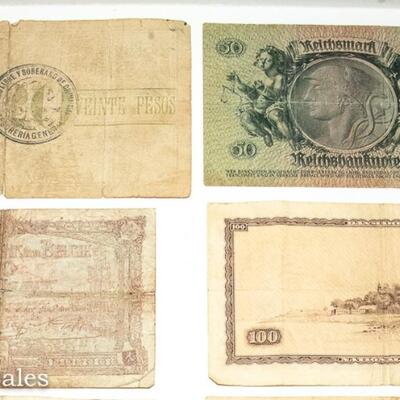 8 - MIXED BANK NOTE LOT - INCLUDING a 1913 TESORERIA GENERAL DEL ESTADO VEINTE PESO NOTE