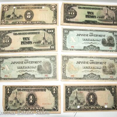 8 - WORLD WAR II JAPANESE GOVERNMENT INVASION MONEY BANK NOTES