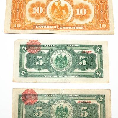 3 - EARLY 1900s MEXICAN PESO BANK NOTES