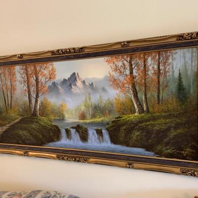 Large Oil on Canvas Art Landscape Signed