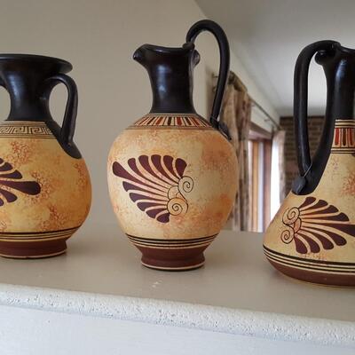 3 Hand Made in Greece Vases