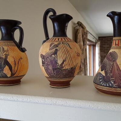 3 Hand Made in Greece Vases
