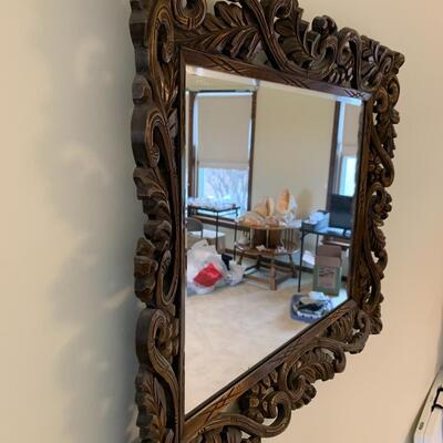 Ornate Antique Wood Carved Mirror