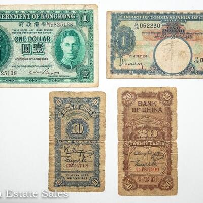 7 - ASIAN MIX BANK NOTES:  CHINA - HONG KONG - TAIWAN - MALAYA