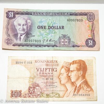 8 - BANK NOTE MIX:  PORTUGAL - JAMAICA - BOLIVIA - SINGAPORE - MALAYSIA - MORE!