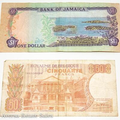8 - BANK NOTE MIX:  PORTUGAL - JAMAICA - BOLIVIA - SINGAPORE - MALAYSIA - MORE!