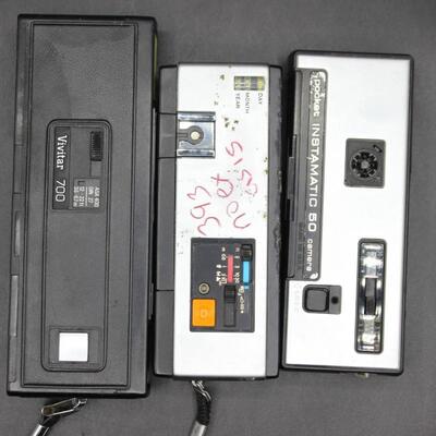 Vintage Lot of Pocket Cameras Canon, Vivitar, & Kodak