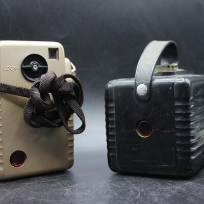 Pair of Vintage Kodak Cameras Brownie Bull's Eye Camera & Brownie Hawkeye Hash Model