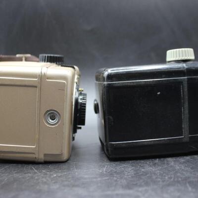 Pair of Vintage Kodak Cameras Brownie Bull's Eye Camera & Brownie Hawkeye Hash Model