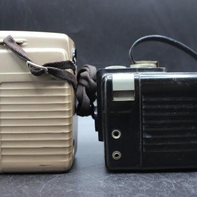 Pair of Vintage Kodak Cameras Brownie Bull's Eye Camera & Brownie Hawkeye Hash Model
