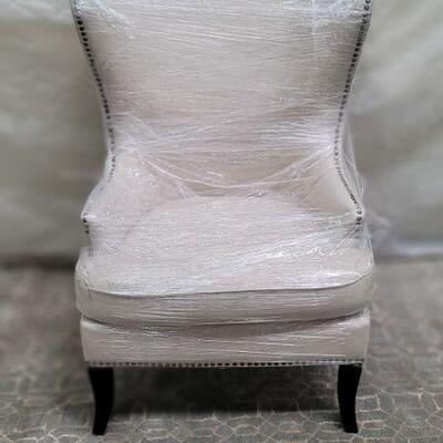 LINEN BLEND NAILHEAD WING CHAIRS $440 EACH (2 avail) 