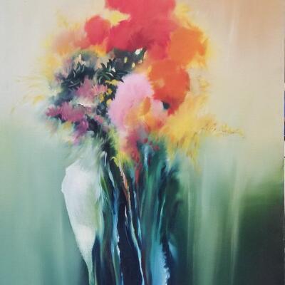 Medium Size Contemporary Floral painting