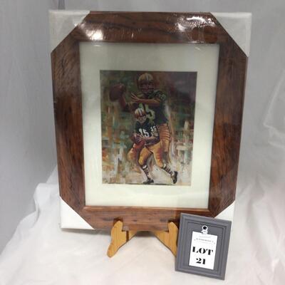 (21) PACKERS| Signed Bart Starr framed Lithograph