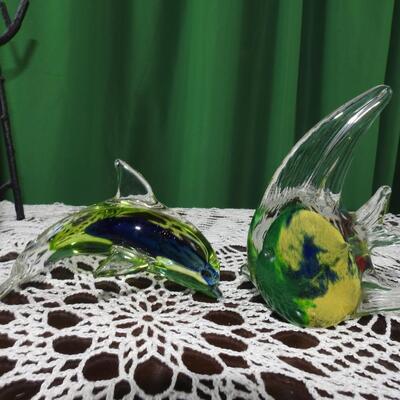 Dolphin & Fish Art Glass