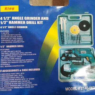 King Angle Grinder & Hammer Drill Kit NOS