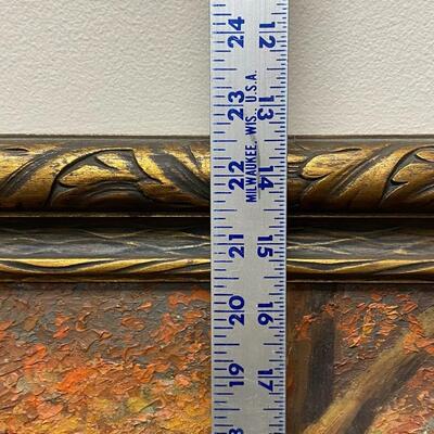 Vintage Oil on Canvas Autumn Forest Painting by Dexter L Brown