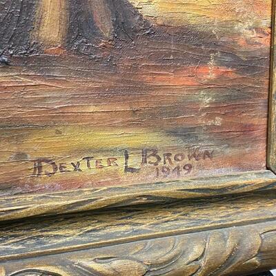 Vintage Oil on Canvas Autumn Forest Painting by Dexter L Brown