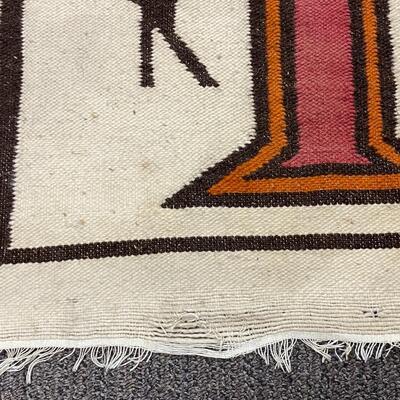 Vintage Native American Symbolic Woven Rug Wall Hanging