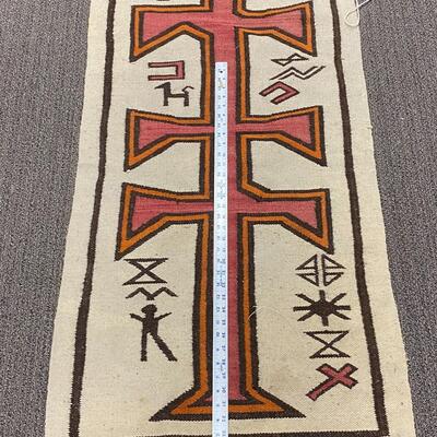 Vintage Native American Symbolic Woven Rug Wall Hanging